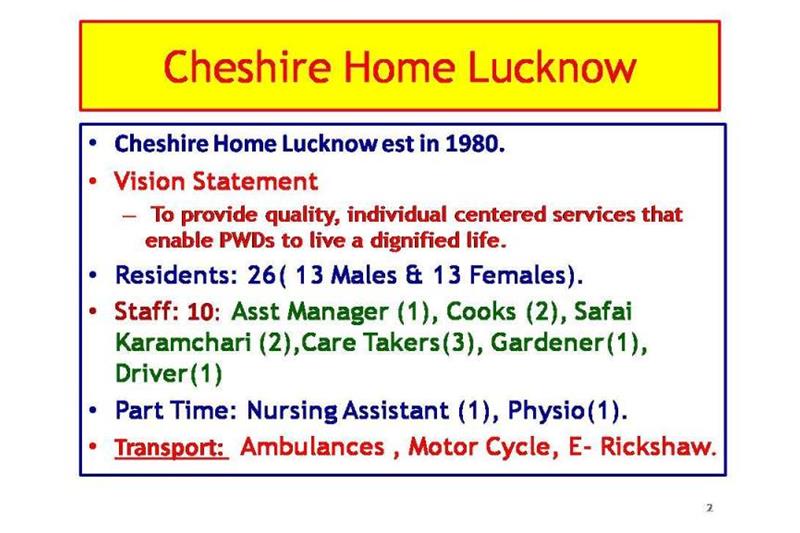 Cheshire Homes Lucknow presentation at National Council AGM at Bangalore on 24 Feb 2018