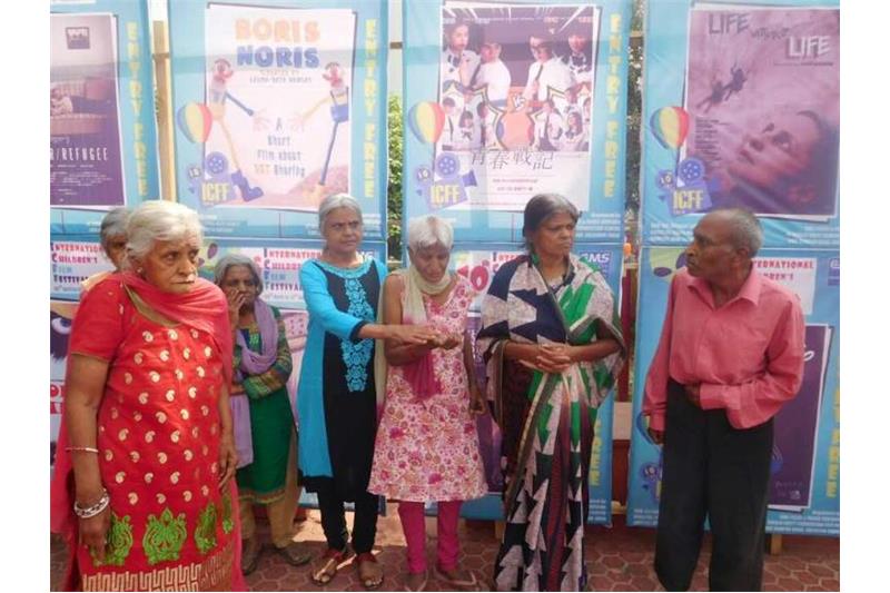 Cheshire Home residents were invited for the International Children Film Festival at CMS Kanpur ad