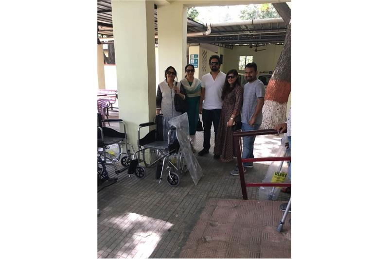 Ms Neelam Khandelwal and Ms Sarita Bagel & the family donated wheel chairs and other aids
