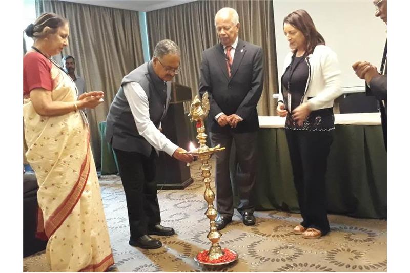 Lighting the lamp to invoke ;ds Blessings for the Cheshire Home AGM at Bangalore 16 Feb 2020.