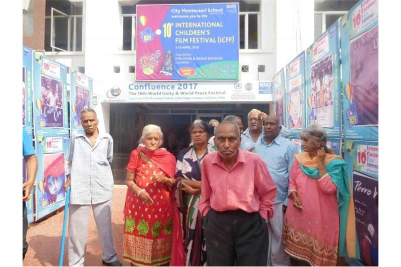 Cheshire Home residents were invited for the International Children Film Festival at CMS Kanpur ad