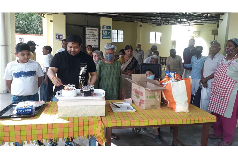Mr Lav Kumar Kashyap came to home and celebrated his birthday with the residents