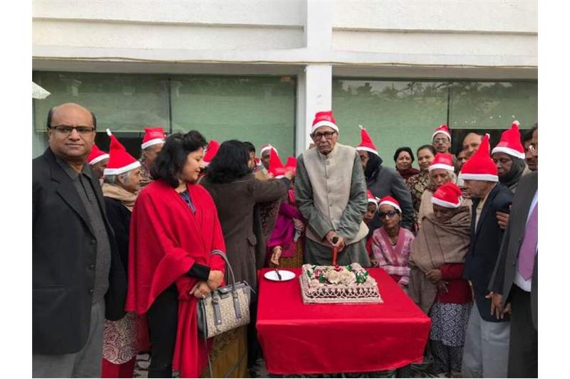 Celebrating Christmas with residents at Clarks Awadh.